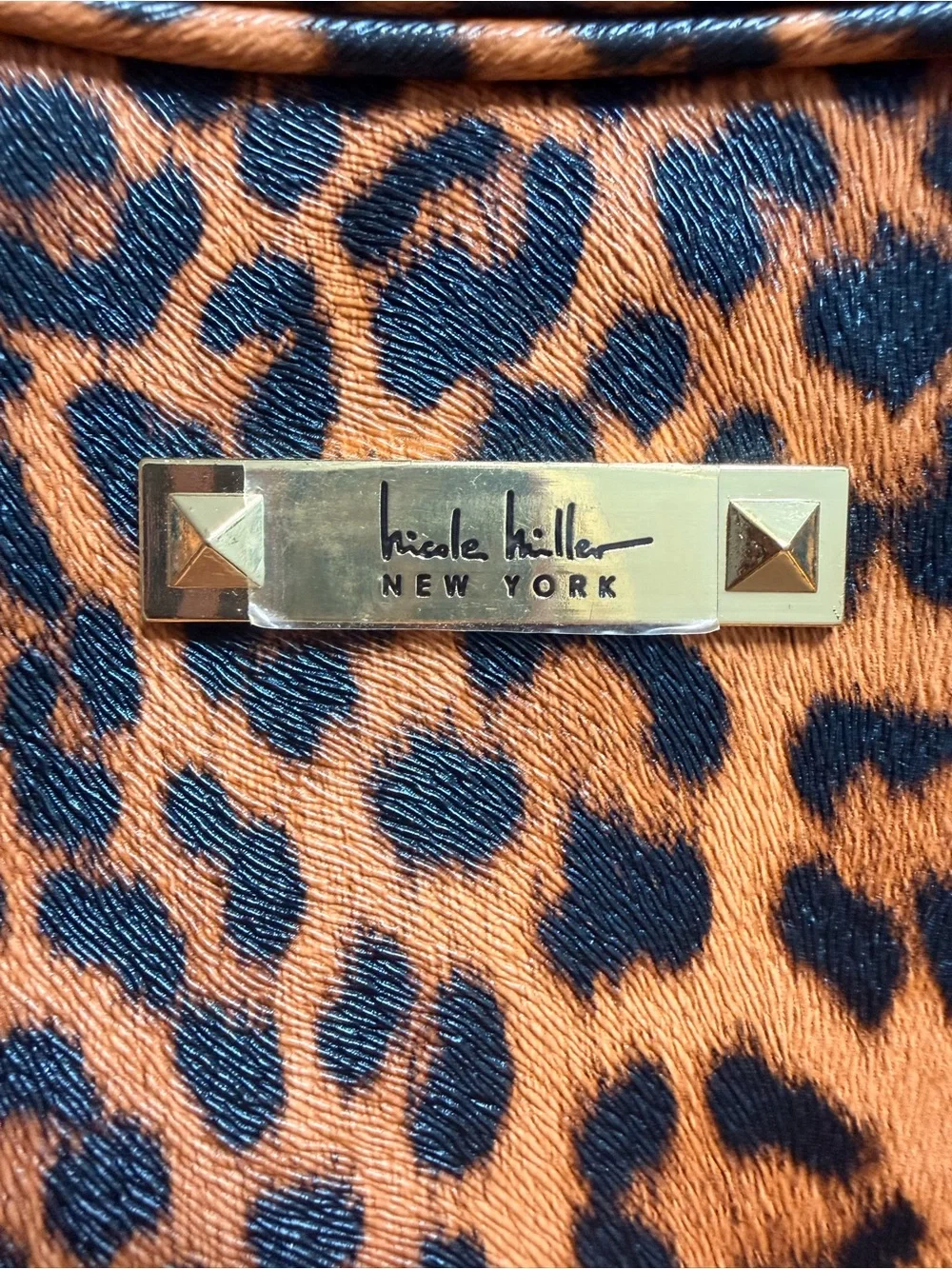 Large Nicole Miller New York Leopard Print Cosmetic Pouch - Brown